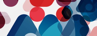 Beyaz üzerine renkli baloncuklar ve yuvarlak geometrik şekiller. Duvar kağıdı, pankart, arkaplan, iniş sayfası için vektör geometrik asgari özet arkaplan