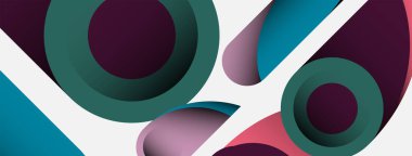 Soyut arkaplan. Minimum geometrik daireler ve koyu gölgeli yuvarlak şekiller. Duvar kağıdı afişi veya arkaplan için moda teknoloji iş şablonu