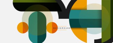 Geometrik şekiller bileşim soyut arkaplan. Çember çizgileri ve dikdörtgenler. Duvar kağıdı afişi veya iniş sayfası için vektör illüstrasyonu