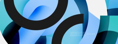 Yuvarlak şekiller daireler ve diğer geometrik şekiller. Duvar kağıdı afişi arkaplan kartı veya iniş sayfası için vektör illüstrasyonu