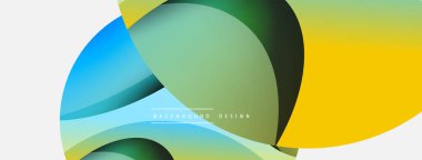 Yaratıcı geometrik duvar kağıdı. Asgari soyut arkaplan. Duvar kağıdı arkaplanı veya iniş sayfası için daire ve dalga kompozisyon vektör çizimi