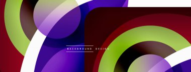 Renkli geometrik şekilli soyut arkaplan. Yuvarlak şekilli, daire ve çizgilerle çok güzel bir arka plan. Geometrik tasarım. Vektör illüstrasyonu