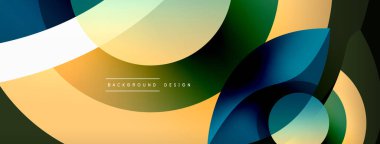 Renkli geometrik şekilli soyut arkaplan. Yuvarlak şekilli, daire ve çizgilerle çok güzel bir arka plan. Geometrik tasarım. Vektör illüstrasyonu