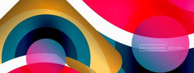 Yaratıcı geometrik duvar kağıdı. Asgari soyut arkaplan. Duvar kağıdı arkaplanı veya iniş sayfası için daire dalga ve yuvarlak şekiller kompozisyon vektör çizimi