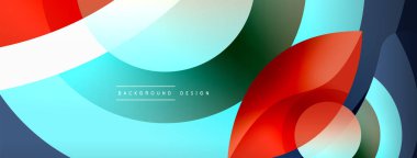 Renkli geometrik şekilli soyut arkaplan. Yuvarlak şekilli, daire ve çizgilerle çok güzel bir arka plan. Geometrik tasarım. Vektör illüstrasyonu