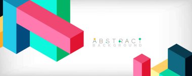 Soyut arkaplan. 3 boyutlu küp, küp elementler ve bloklar. Duvar kağıdı, afiş, arkaplan, iniş sayfası için tekno veya iş konsepti