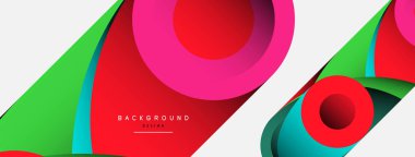 Soyut arkaplan. Minimum geometrik daireler ve koyu gölgeli yuvarlak şekiller. Duvar kağıdı afişi veya arkaplan için moda teknoloji iş şablonu