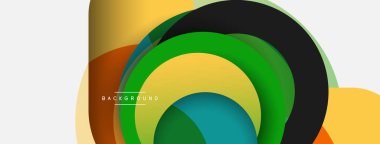 Çember ve yuvarlak şekiller soyut arkaplan. Duvar kağıdı afişi veya iniş sayfası için vektör illüstrasyonu