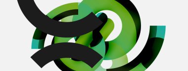 Yuvarlak şekiller daireler ve diğer geometrik şekiller. Duvar kağıdı afişi arkaplan kartı veya iniş sayfası için vektör illüstrasyonu