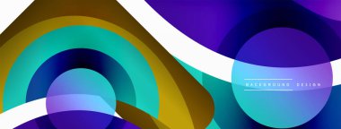 Yaratıcı geometrik duvar kağıdı. Asgari soyut arkaplan. Duvar kağıdı arkaplanı veya iniş sayfası için daire dalga ve yuvarlak şekiller kompozisyon vektör çizimi