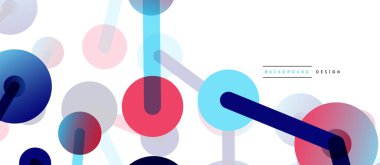 Soyut arkaplan. Yuvarlak noktalar çizgilerle birleşti. Duvar kağıdı, afiş, arkaplan veya iniş için moda tekno iş şablonu