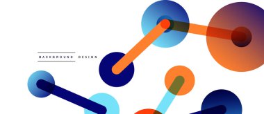 Çizgi noktaları geometrik soyut arkaplan bağlantıları. Çizgilerle birbirine bağlı çemberler. Duvar kağıdı, afiş, arkaplan veya iniş için moda tekno iş şablonu