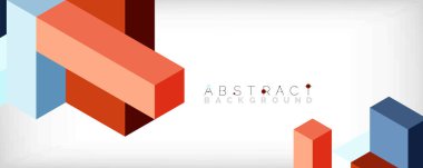 Soyut arkaplan. 3 boyutlu küp, küp elementler ve bloklar. Duvar kağıdı, afiş, arkaplan, iniş sayfası için tekno veya iş konsepti