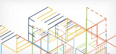 Soyut arkaplan. Beyaz arkaplanda renk çizgileri. Doğrusal soyut kompozisyon. Duvar kağıdı, afiş, arkaplan, iniş sayfası için tekno veya iş konsepti