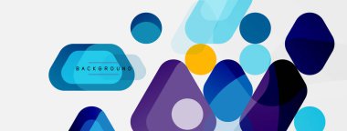 Soyut yuvarlak geometrik şekiller ve daireler. Duvar kağıdı, afiş, arkaplan veya iniş için moda tekno iş şablonu