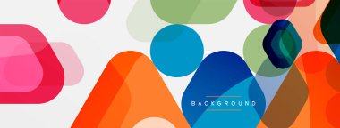 Beyaz üzerine renkli baloncuklar ve yuvarlak geometrik şekiller. Duvar kağıdı, pankart, arkaplan, iniş sayfası için vektör geometrik asgari özet arkaplan