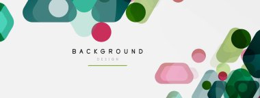 Beyaz üzerine renkli baloncuklar ve yuvarlak geometrik şekiller. Duvar kağıdı, pankart, arkaplan, iniş sayfası için vektör geometrik asgari özet arkaplan