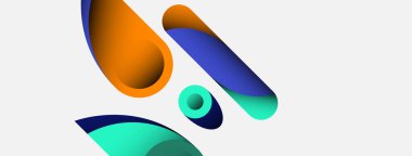 Soyut arkaplan. Minimum geometrik daireler ve koyu gölgeli yuvarlak şekiller. Duvar kağıdı afişi veya arkaplan için moda teknoloji iş şablonu