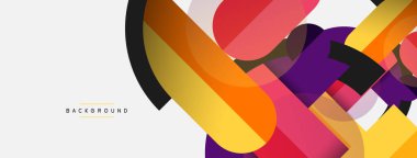 Geometrik şekiller bileşim soyut arkaplan. Çember çizgileri ve dikdörtgenler. Duvar kağıdı afişi veya iniş sayfası için vektör illüstrasyonu