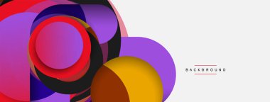 Çember ve yuvarlak şekiller soyut arkaplan. Duvar kağıdı afişi veya iniş sayfası için vektör illüstrasyonu