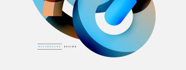 Yuvarlak şekiller daireler ve diğer geometrik şekiller. Duvar kağıdı afişi arkaplan kartı veya iniş sayfası için vektör illüstrasyonu