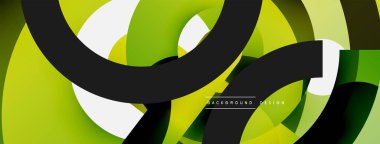 Yuvarlak şekiller daireler ve diğer geometrik şekiller. Duvar kağıdı afişi arkaplan kartı veya iniş sayfası için vektör illüstrasyonu