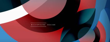 Renkli geometrik şekilli soyut arkaplan. Yuvarlak şekilli, daire ve çizgilerle çok güzel bir arka plan. Geometrik tasarım. Vektör illüstrasyonu