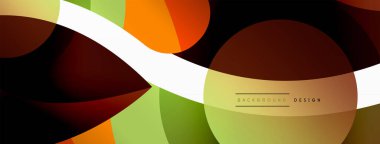 Yaratıcı geometrik duvar kağıdı. Asgari soyut arkaplan. Duvar kağıdı arkaplanı veya iniş sayfası için daire dalga ve yuvarlak şekiller kompozisyon vektör çizimi