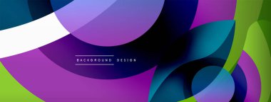 Renkli geometrik şekilli soyut arkaplan. Yuvarlak şekilli, daire ve çizgilerle çok güzel bir arka plan. Geometrik tasarım. Vektör illüstrasyonu