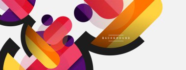 Geometrik şekiller bileşim soyut arkaplan. Çember çizgileri ve dikdörtgenler. Duvar kağıdı afişi veya iniş sayfası için vektör illüstrasyonu