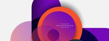 Çember ve yuvarlak şekiller soyut arkaplan. Duvar kağıdı afişi veya iniş sayfası için vektör illüstrasyonu