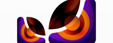 Renkli geometrik şekilli soyut arkaplan. Yuvarlak şekilli, daire ve çizgilerle çok güzel bir arka plan. Geometrik tasarım. Vektör illüstrasyonu