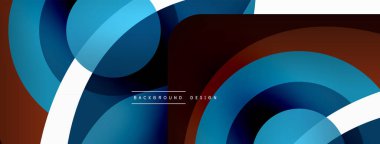 Renkli geometrik şekilli soyut arkaplan. Yuvarlak şekilli, daire ve çizgilerle çok güzel bir arka plan. Geometrik tasarım. Vektör illüstrasyonu