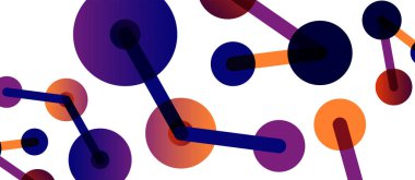 Çizgi noktaları geometrik soyut arkaplan bağlantıları. Çizgilerle birbirine bağlı çemberler. Duvar kağıdı, afiş, arkaplan veya iniş için moda tekno iş şablonu