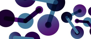 Soyut arkaplan. Yuvarlak noktalar çizgilerle birleşti. Duvar kağıdı, afiş, arkaplan veya iniş için moda tekno iş şablonu