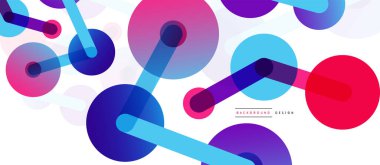 Çizgi noktaları geometrik soyut arkaplan bağlantıları. Çizgilerle birbirine bağlı çemberler. Duvar kağıdı, afiş, arkaplan veya iniş için moda tekno iş şablonu