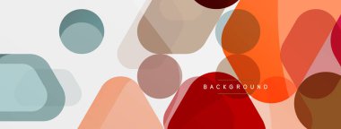Beyaz üzerine renkli baloncuklar ve yuvarlak geometrik şekiller. Duvar kağıdı, pankart, arkaplan, iniş sayfası için vektör geometrik asgari özet arkaplan