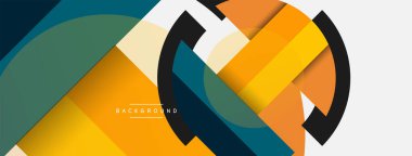 Geometrik şekiller bileşim soyut arkaplan. Çember çizgileri ve dikdörtgenler. Duvar kağıdı afişi veya iniş sayfası için vektör illüstrasyonu