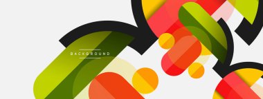 Geometrik şekiller bileşim soyut arkaplan. Çember çizgileri ve dikdörtgenler. Duvar kağıdı afişi veya iniş sayfası için vektör illüstrasyonu