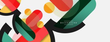 Geometrik şekiller bileşim soyut arkaplan. Çember çizgileri ve dikdörtgenler. Duvar kağıdı afişi veya iniş sayfası için vektör illüstrasyonu