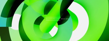 Yuvarlak şekiller daireler ve diğer geometrik şekiller. Duvar kağıdı afişi arkaplan kartı veya iniş sayfası için vektör illüstrasyonu