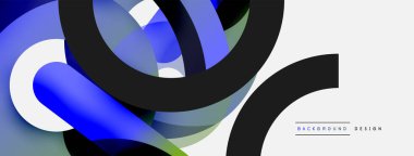 Yuvarlak şekiller daireler ve diğer geometrik şekiller. Duvar kağıdı afişi arkaplan kartı veya iniş sayfası için vektör illüstrasyonu