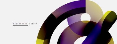 Yuvarlak şekiller daireler ve diğer geometrik şekiller. Duvar kağıdı afişi arkaplan kartı veya iniş sayfası için vektör illüstrasyonu