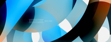 Yuvarlak şekiller daireler ve diğer geometrik şekiller. Duvar kağıdı afişi arkaplan kartı veya iniş sayfası için vektör illüstrasyonu