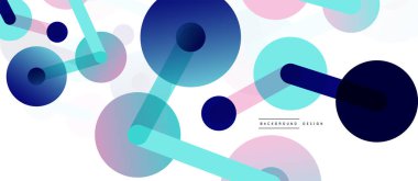 Soyut arkaplan. Yuvarlak noktalar çizgilerle birleşti. Duvar kağıdı, afiş, arkaplan veya iniş için moda tekno iş şablonu