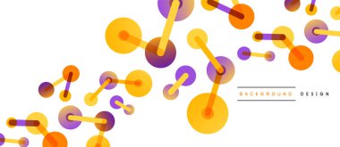 Çizgi noktaları geometrik soyut arkaplan bağlantıları. Çizgilerle birbirine bağlı çemberler. Duvar kağıdı, afiş, arkaplan veya iniş için moda tekno iş şablonu