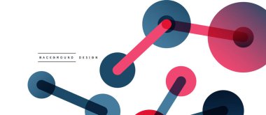 Soyut arkaplan. Yuvarlak noktalar çizgilerle birleşti. Duvar kağıdı, afiş, arkaplan veya iniş için moda tekno iş şablonu