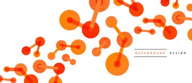 Soyut arkaplan. Yuvarlak noktalar çizgilerle birleşti. Duvar kağıdı, afiş, arkaplan veya iniş için moda tekno iş şablonu