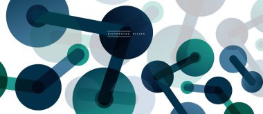 Soyut arkaplan. Yuvarlak noktalar çizgilerle birleşti. Duvar kağıdı, afiş, arkaplan veya iniş için moda tekno iş şablonu