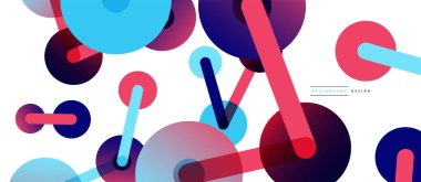 Soyut arkaplan. Yuvarlak noktalar çizgilerle birleşti. Duvar kağıdı, afiş, arkaplan veya iniş için moda tekno iş şablonu